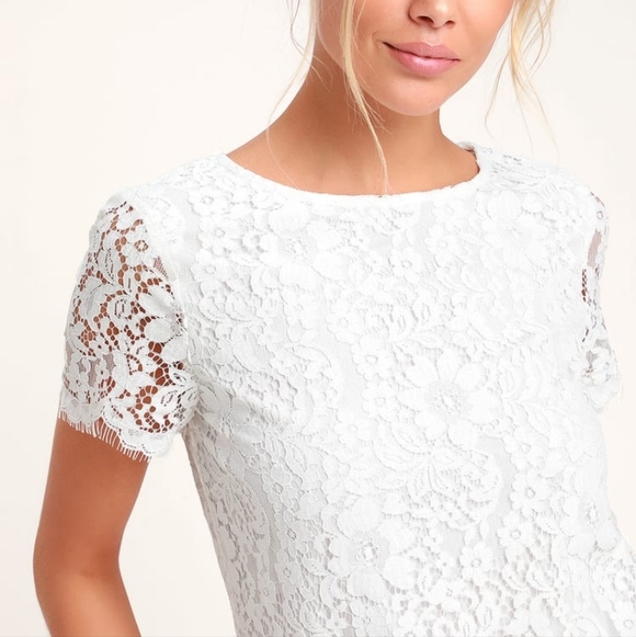 Lulus Classic White Lace top - Picture 2 of 7